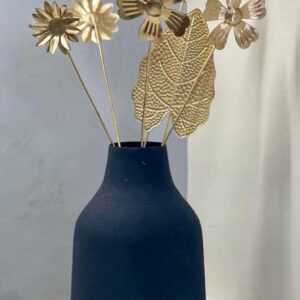 Urban Born Metal Flower vase for Home Decor and Living Room Vintage Decor Antique Decor for Home décor (12 x 5 x 18 cm) Textured Black Finish