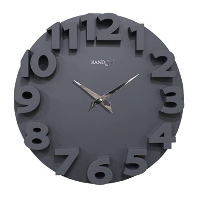 Random Wall Clock for Living Room, Bedroom, Home, Office, Kitchen| Wall Clocks for Home | Big Size Wall Clock with Glass|Designer Wall Clock for Home Decor |Quartz Movement|14- inch|RC-63338 |Grey