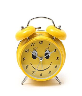 Shri Anand Creations Plastic, Metal Twin Alarm Clock (Yellow, 16 x 12 cm)