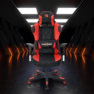 Nilkamal Fyrebird Marvel Ergonomic Gaming Chair with Adjustable Neck, Lumbar Pillow, 3D Adjustable Armrest, Gas Lift Mechanism, & 100mm Tilt (Finish: Black/Red)