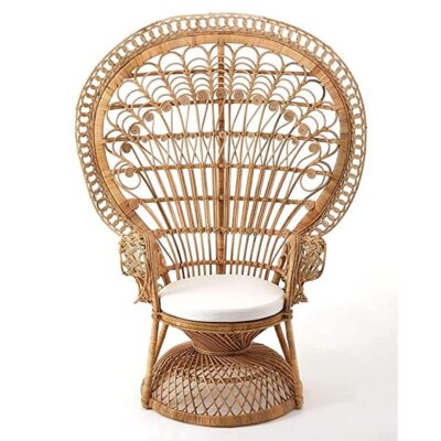IRA Rich Wooden Vintage Peacock Chair for Living Room