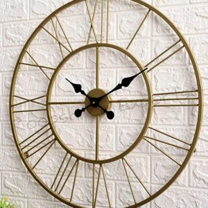 Vintage Clock Iron Hand-Crafted Large Brass Colour Wall Clock (60 x 60 cm)