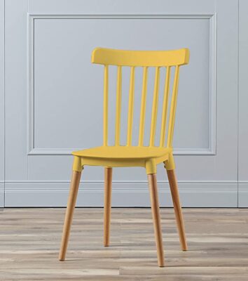 TIED RIBBONS Stylish Designer DSW Chair for Living Room Garden Patio Café Home Side Chair Office Accent Chair (Yellow, Set of 1)
