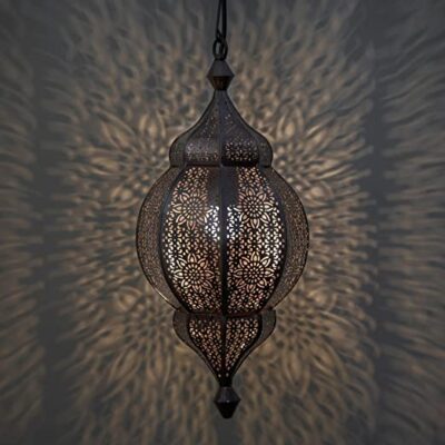 Homesake Classic Moroccan Orb Hanging Lamp, Antique Copper Hanging Pendant Light.(DC)