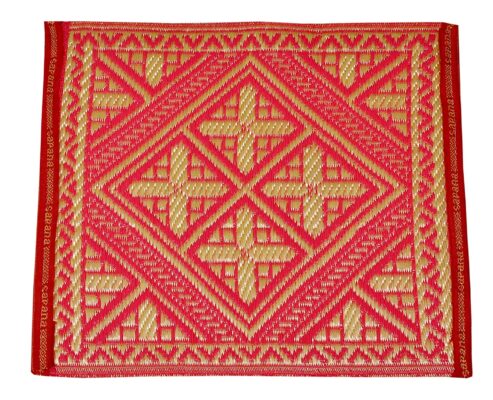 Sapana Mats Plastic Chatai (Pink , Ivory, 45 cm x 45 cm)