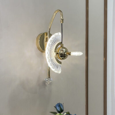 ACRYLIC MODERN GOLD TWISTABLE METAL WALL LIGHT FOR LIVING DRAWING ROOM - WARM WHITE