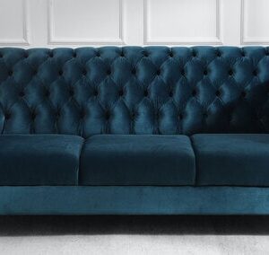 Azalea 3 Seater Velvet Sofa In Teal Blue Colour