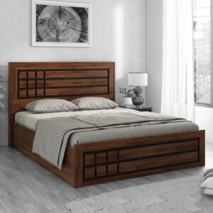 Boston Queen Size Bed With Hydraulic Storage In Sheesham Finish