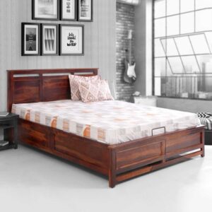 Catherine Queen Bed With Hydraulic Storage in Walnut Finish