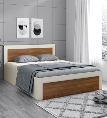 Dimora Queen Size Bed with Hydraulic Storage in Frosty White Colour