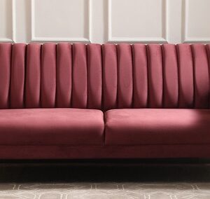 Fidel 3 Seater Velvet Sofa In Wine Red Colour