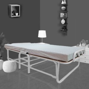 Freddie Roll-Away Single Bed with 4 inch Thick Foam Mattress in Grey Finish