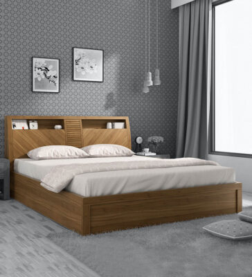 Kosmo Monarch King Size Bed with Storage Natural Teak