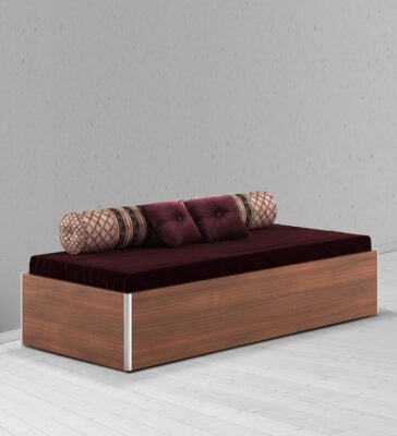 Kosmo Single Bed with Storage in Rigato walnut Finish