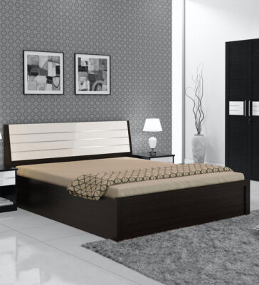 Kosmo Viva King Size Bed with Hydraulic Storage Natural Wenge Finish