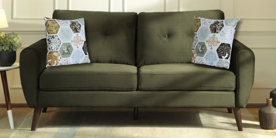 Merida 3 Seater Velvet Sofa In Dark Olive Colour