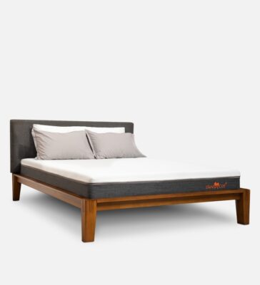 Ohayo Upholstered Queen Size Bed in Light Walnut Colour