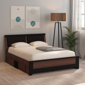 Ryouta King Size Upholstered Bed With Drawer Storage In Wenge Finish