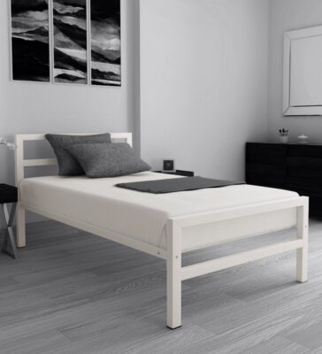 Striker Single Size Bed in White Colour