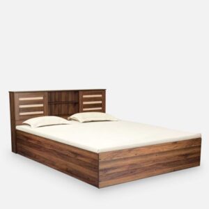 Waltz Queen Bed With Box Storge In Walnut Finish
